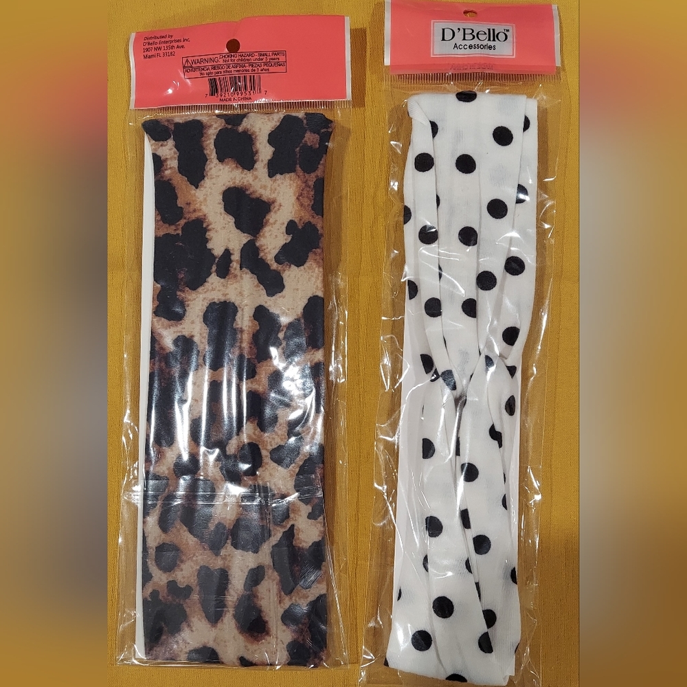 LEOPARD PRINT AND POLKA DOT BLACK & WHITE HEADBANDS